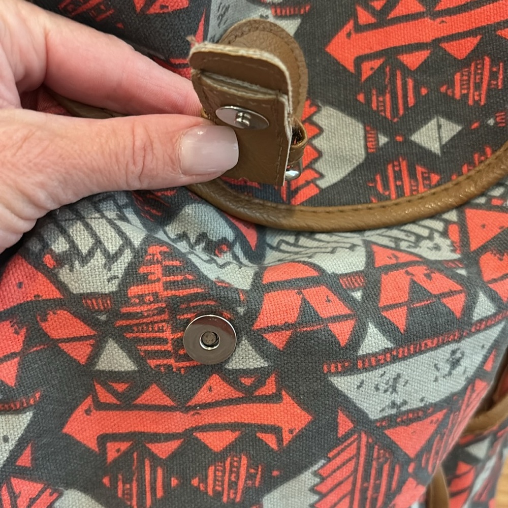 Geometric Pattern Backpack With Buckle Straps - image 6